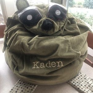 Pottery Barn Woodland Raccoon Corduroy Bean Bag Cover, Monogrammed With Kaden